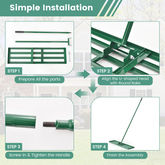 Costway Lawn Leveling Rake 36\" X 10\" Heavy Duty Level Lawn Tool For Garden Backyard/lawn