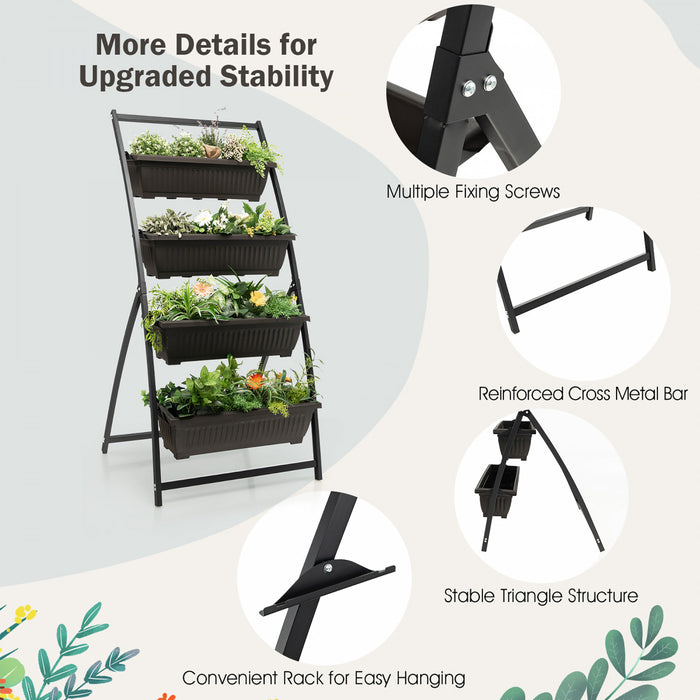 Costway 2pcs 5 Ft 4-tier Vertical Raised Garden Bed Elevated Planter W/4 Container Boxes