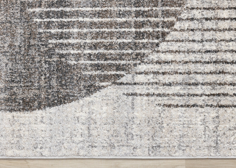 Solace Soft Low-Pile Grey White Merging Circles Area Rug - 3'11\" x 5'7\"