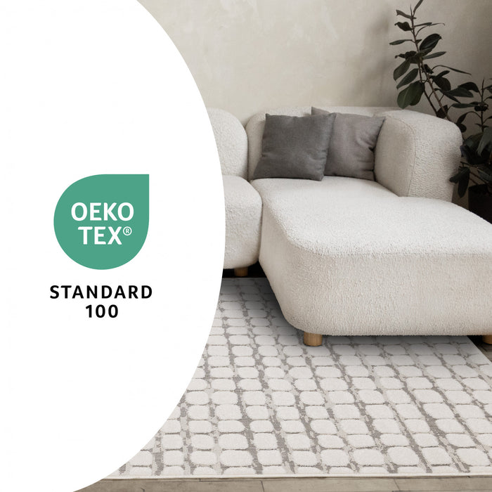 Oslo White Great Pebble Patterned Rug, 6'7\" x 9'6\" Indoor Area Rug