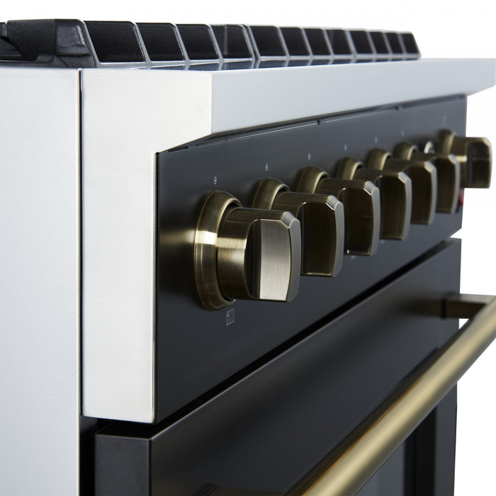 Forno Marco 36-inch Gas Range, Black ,4.32 cu.ft - FFSGS6277-36BLK