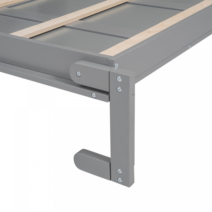 Aiden Murphy Bed with Shelves and LED Lights,Full Size,Grey Full Bed