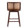Talia Wooden Counter Height Bar Stool Set of 4 with Rattan Backrest,Walnut | Talia – Lot de 4 tabourets de bar de hauteur comptoir en bois avec dossier en rotin, finition noyer