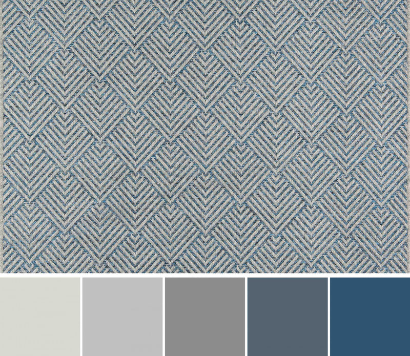 Laura Contemporary 6'7\" x 9'6\" Area Rug in Blue Indoor Area Rug