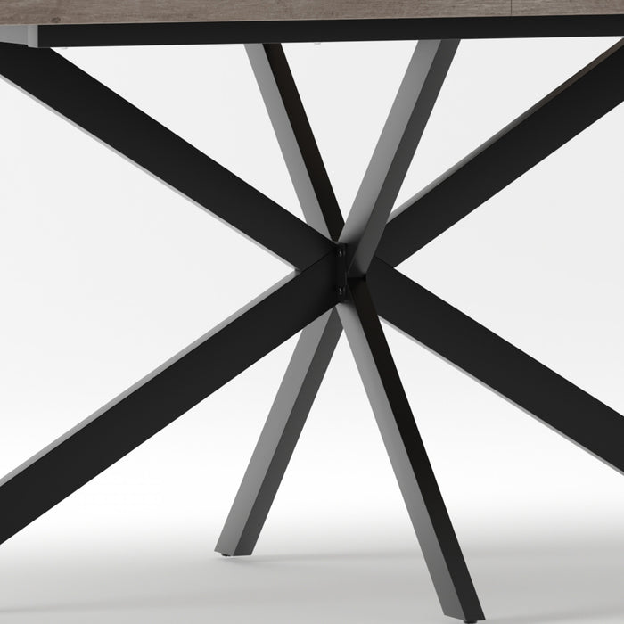 Ethan Retro Rectangular Extendable Dining Table with Hidden Storage,Grey