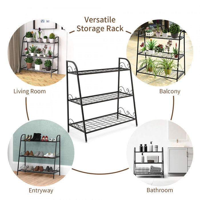 Costway 3-tier Metal Plant Stand Shelf Flower Pot Holder Display Rack Shoe Organizer