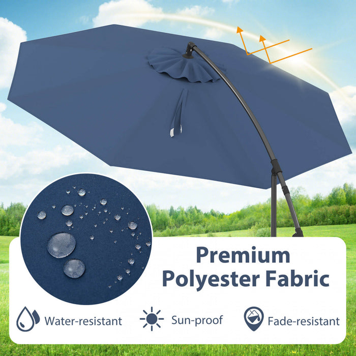 Costway 10FT Patio Offset Hanging Umbrella Easy Tilt Adjustment 8 Ribs Backyard Blue