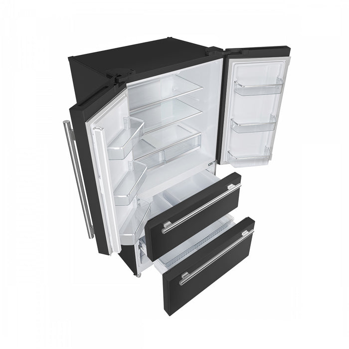 Forno Espresso Moena 36-inch French Door Refrigerator in Black, 19.2 cu.ft. - FFRBI1820-36BLK