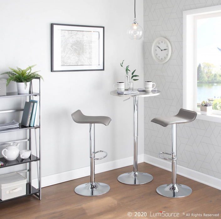LumiSource Ale Grey Fabric Contemporary Adjustable Height Barstool with Swivel - Set of 2