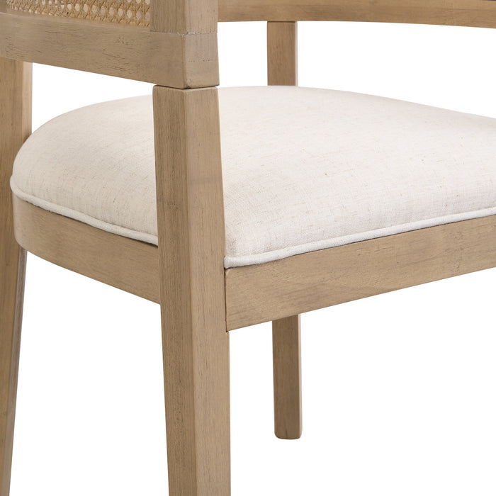 Lance Dining Chairs Set Of 2 With Rattan Back And U-shaped Seat - Natural Ash