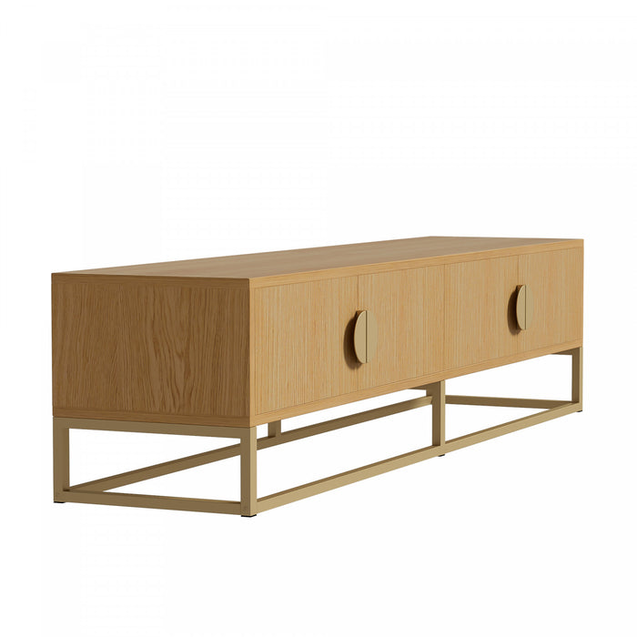 Aspect 70.8 Inch Modern TV Cabinet with Wood Grain Finish and Soft-Close Hinges, Natural