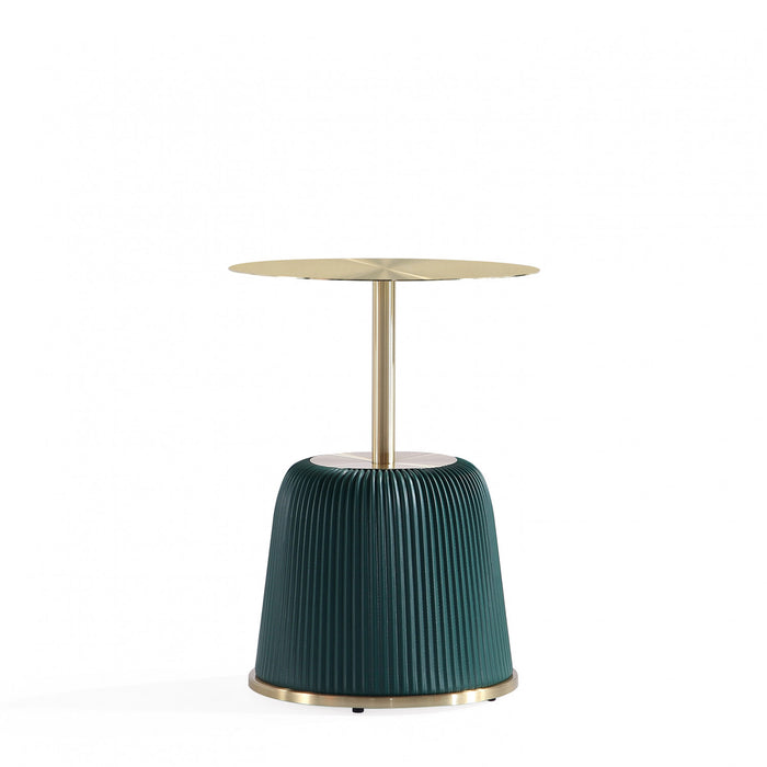 Anderson Modern Metal Top Upholstered End Table in Green - Set of 2