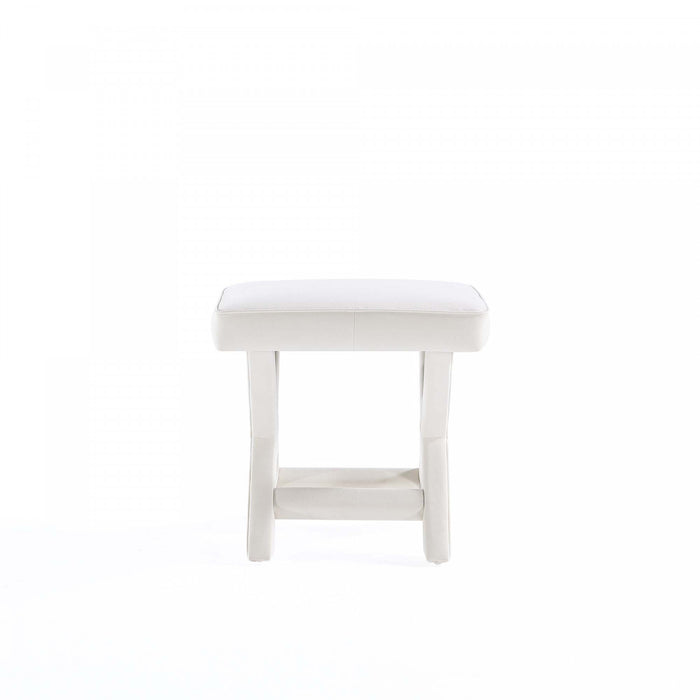 Abigail Mid-Century Modern Upholstered Velvet Accent Bench in Cream