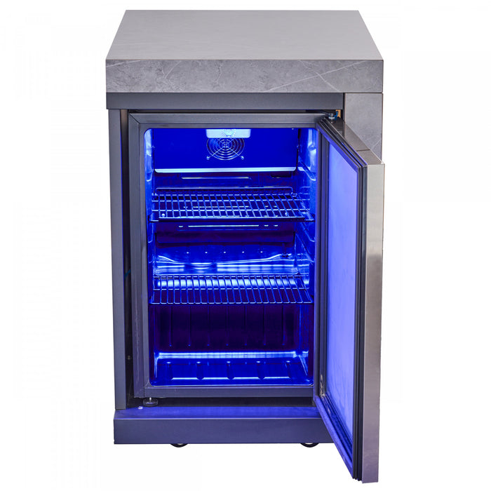 Forno Rimini Outdoor Kitchen, 62,600 BTU, 2.4 cu.ft. Refrigerator, Grey Countertops - FODKT2544BLK