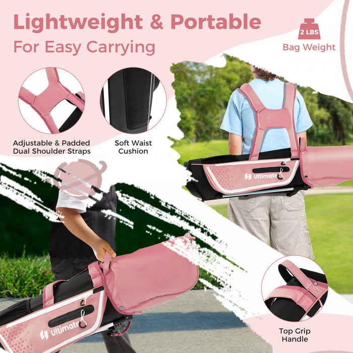 Ultimate Kids Golf Practice Set Junior Complete Golf Club Set For Kids Age 8-10 Years Old Pink