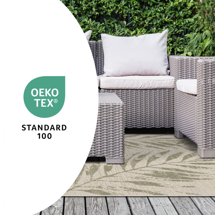 Jackson Taupe White Elegant Border Outdoor Rug, 6'7\" x 9'6\" Outdoor Area Rug
