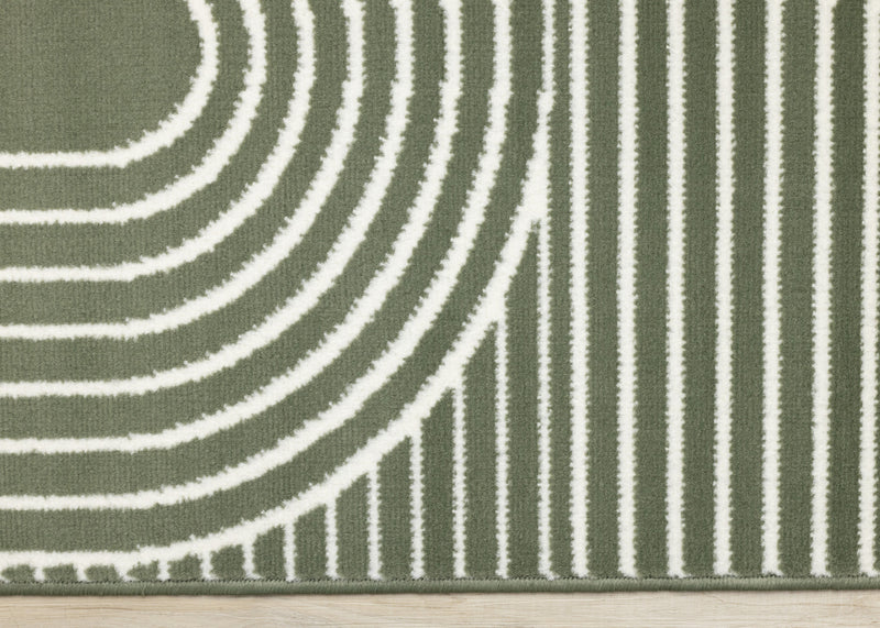 Forte Green White Modern Geometric Arches Area Rug - 5'3\" x 7'5\"