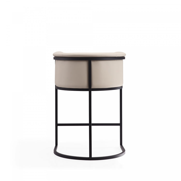 Cosmopolitan Mid-Century Modern Metal Upholstered Counter Stool in Cream - Set of 3 Bar Stool