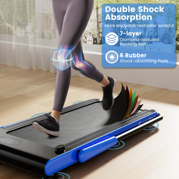 Superfit 3-in-1 Folding Treadmill With Smart Apps Remote Control Led Display And Speakers Blue
