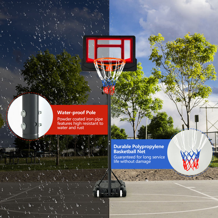 Costway Kids Basketball Hoop Portable Backboard System With Adjustable Height Ball Storage