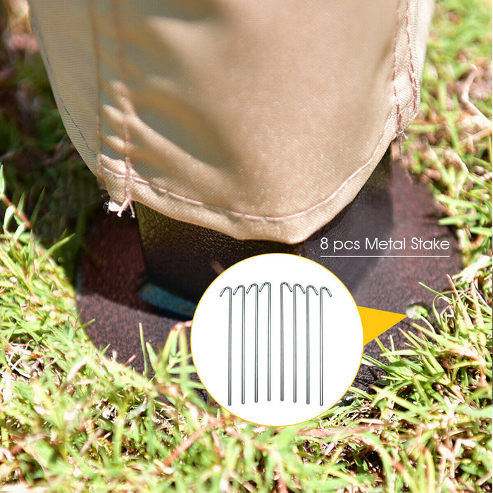 Costway 2-tier 10'x10' Gazebo Canopy Shelter Awning Tent Patio Garden Screw-free Structure Brown