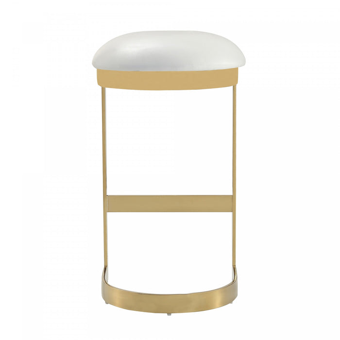 Aura Modern Metal Upholstered Barstool in White - Set of 3 Bar Stool