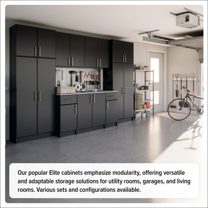 Elite Deep Storage Cabinet with Fixed & Adjustable Shelves - Black