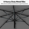 Costway 10 FT Solar Patio Umbrella with 24 LED Lights 8 Ribs & Tilt Adjustment Gray