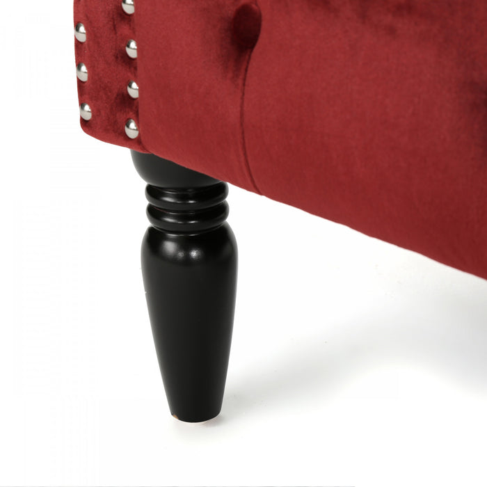 Vivian Solid Wood Rolled Arms Velvet Loveseat,Garnet