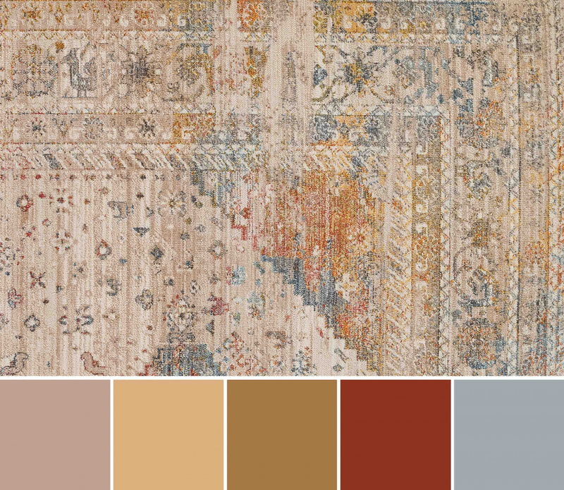 Ethel Traditional 5'0\" x Area Rug in Multi Indoor Area Rug