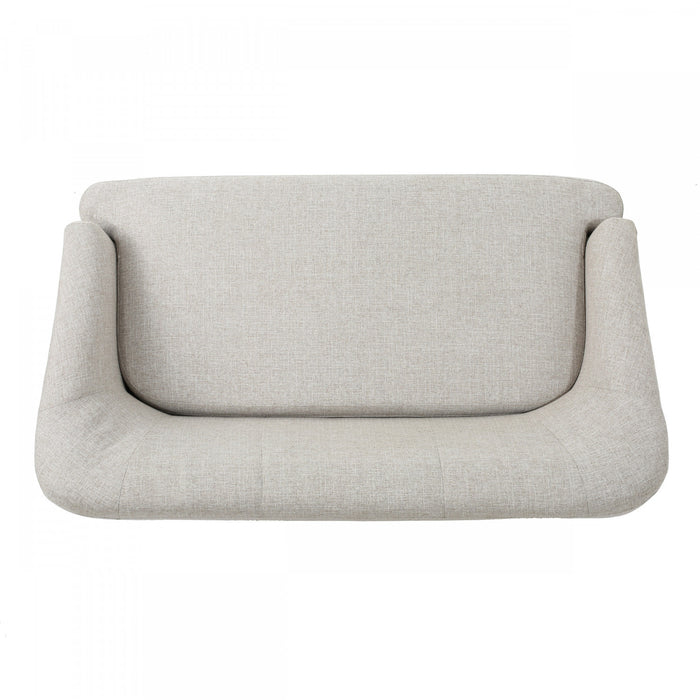 Zona Linen-look Fabric Loveseat With Flared Wood Legs - Beige