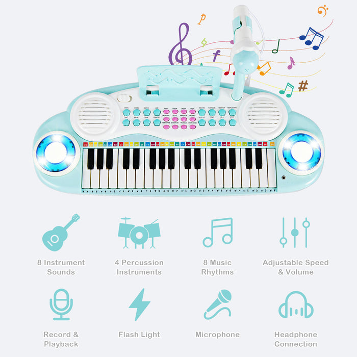 Costway 37-Key Keyboard Piano Electronic Musical Instrument Blue