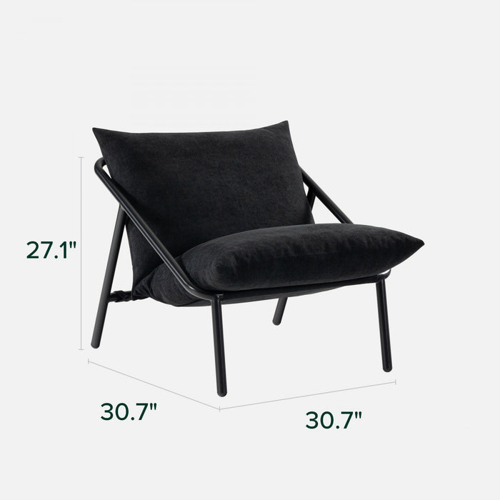 Ada Metal Frame Sling Accent Chair with Cushions - Black