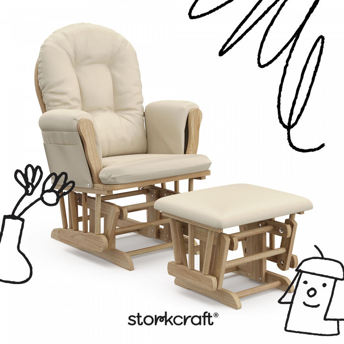 Storkcraft Hoop Glider and Ottoman - Natural/Beige