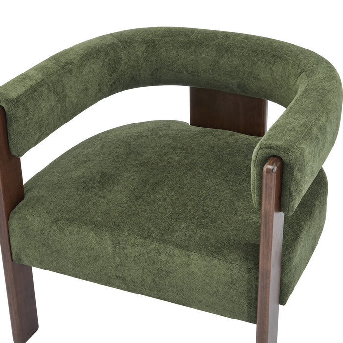 Olivia Velvet Upholstered Accent Armchair with Barrel Back Design and Rubber Wood Frame,Green Accent Chair