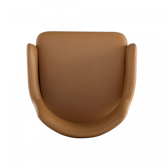 Tremont Modern Vegan Leather Metal Armchair in Saddle - Set of 2