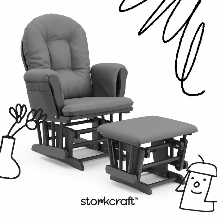 Storkcraft Hoop Glider and Ottoman - Gray/Gray