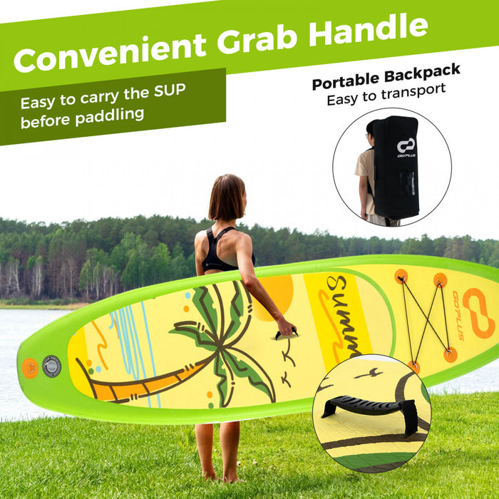 Goplus Large Inflatable Sup Board, Portable Paddle Board With 5d Rings Stand Up Paddle Board For Youth & Adult Green