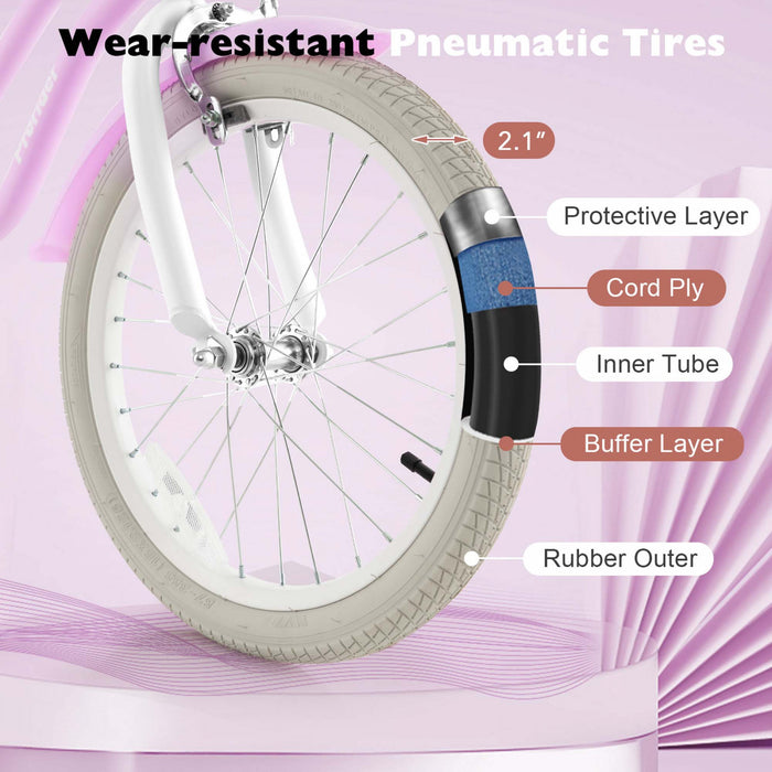 Costway 18\" Kids Bike Toddler Bicycle Withtraining Wheel Kickstand For 4-8 Years Purple