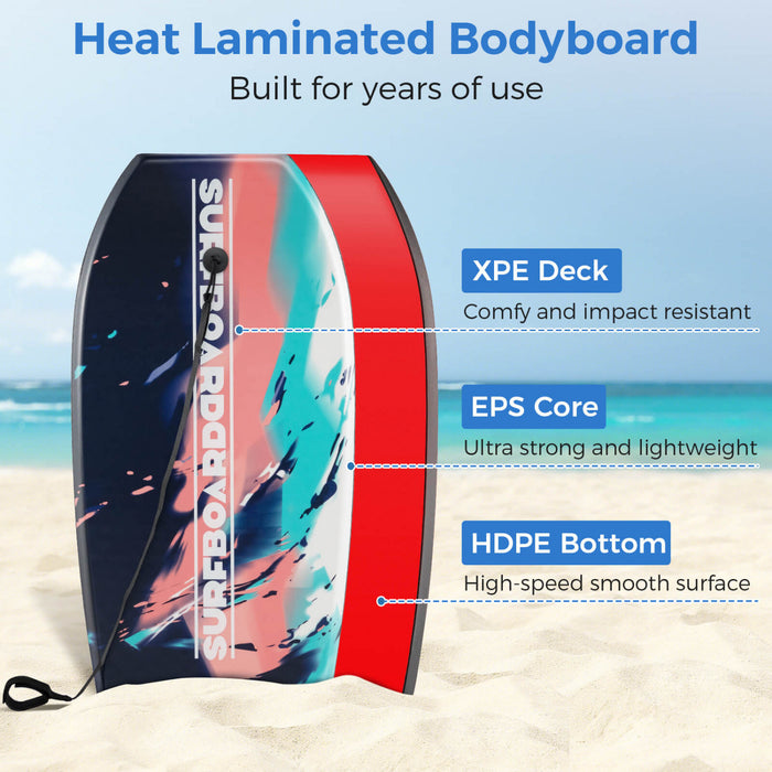 Costway 33\" Lightweight Body Board With Eps Core Xpe Deck Hdpe Bottom Crescent Tail Multi-color