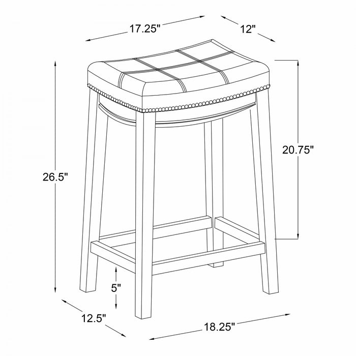 Claridge Faux Leather Backless Counter-Height Stool - Red