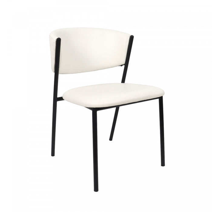 Drift Contemporary Modern Vegan Leather Metal Side Chair in Ivory - Set of 4