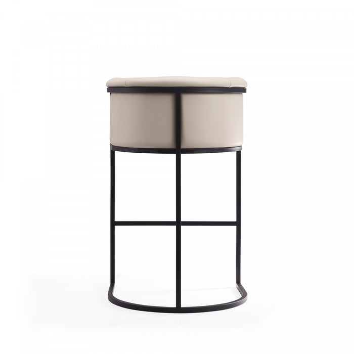 Cosmopolitan Mid-Century Modern Metal Upholstered Barstool in Cream - Set of 3 Bar Stool