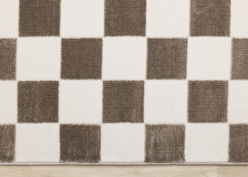 Leopold Checkered Brown White Geometric Area Rug - 2'7\" x 4'11\"