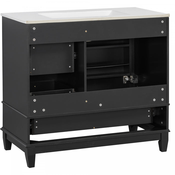Fanny 36\" Bathroom Vanity with Ceramic Sink and Soft-Close Hinges, Black