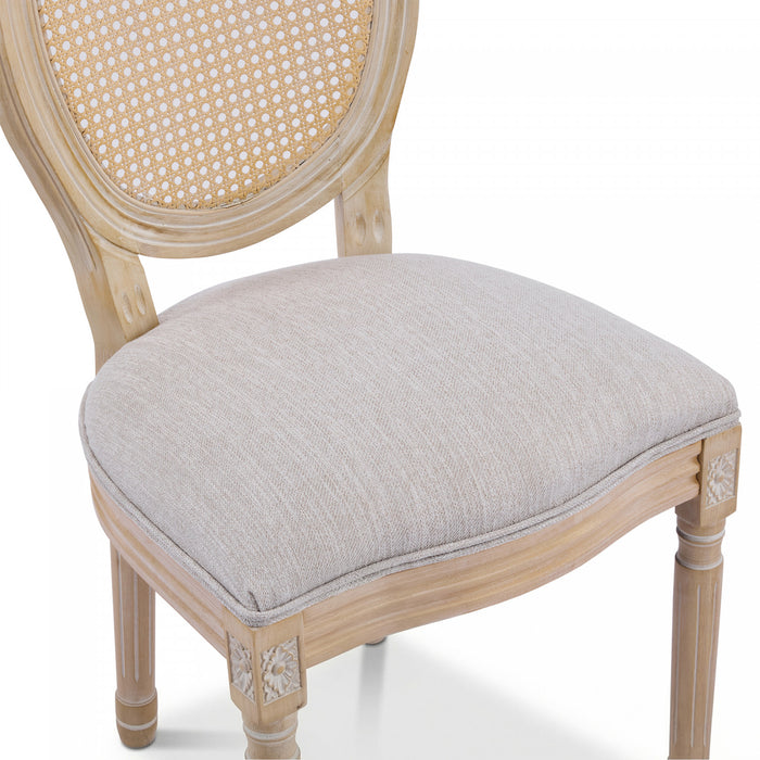 Ethan Solid Wood Rubberwood Dining Chair Set of 2 Pieces with Upholstered Seat,Beige