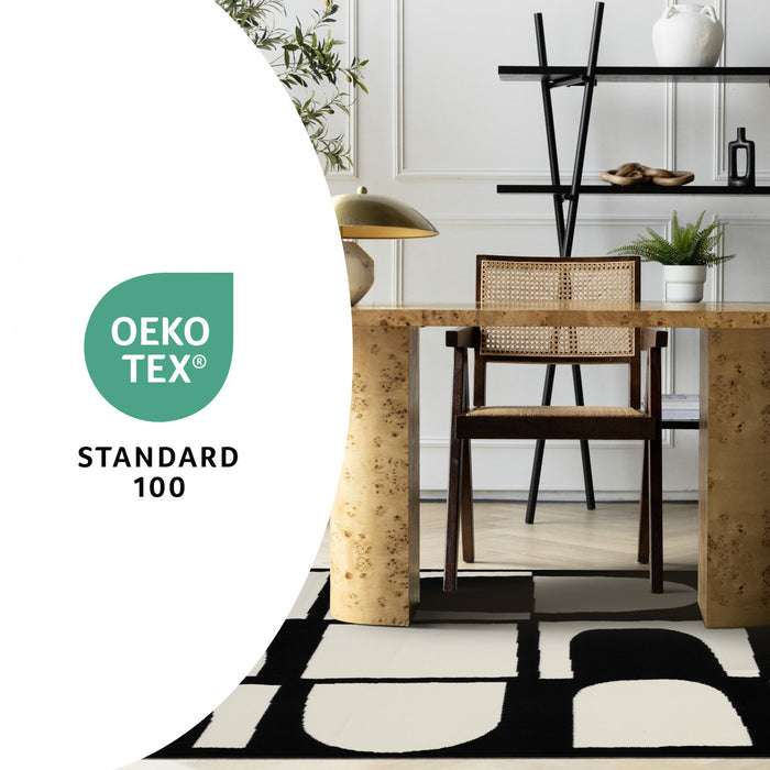 Florence Black White Dynamic Geometric Design, 7'9\" x 10'6\" Indoor Area Rug