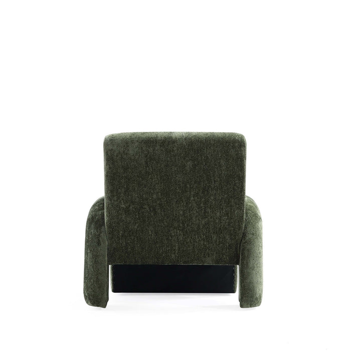 Verandah Mid-Century Modern Chenille Lounge Chair in Olive Green