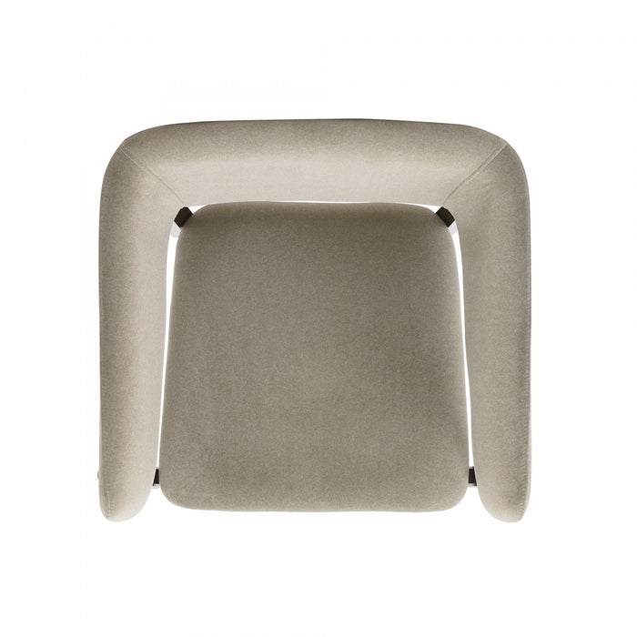 Blake Modern Faux Mohair Wood Armchair in Natural - Set of 2 Dining Chair