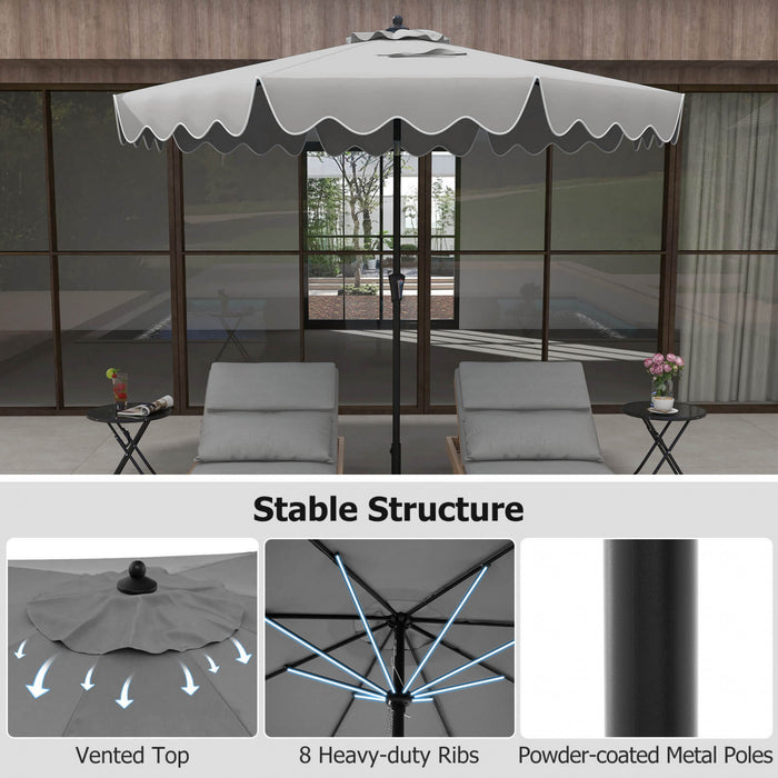 Costway 9 FT Patio Umbrella 2-Tier Market Table Umbrella with Sun-Protective Canopy Gray